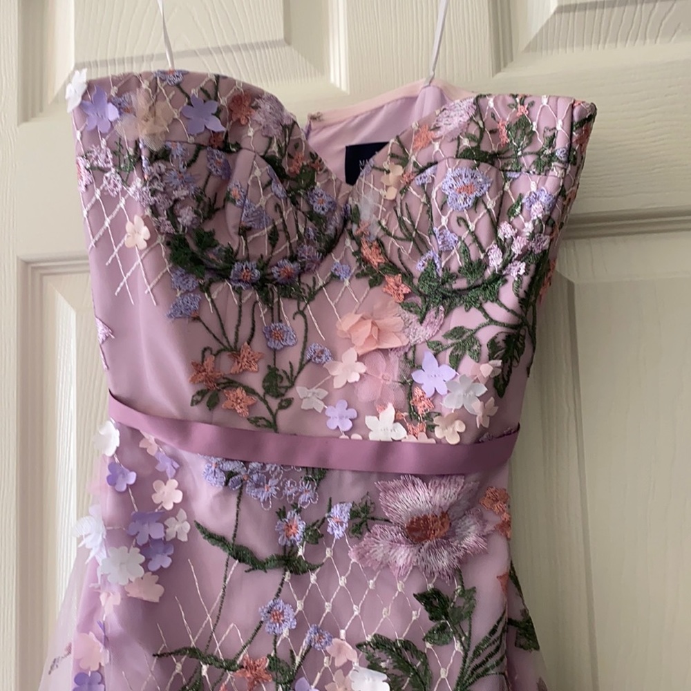 Marchesa Strapless Embroidered gown